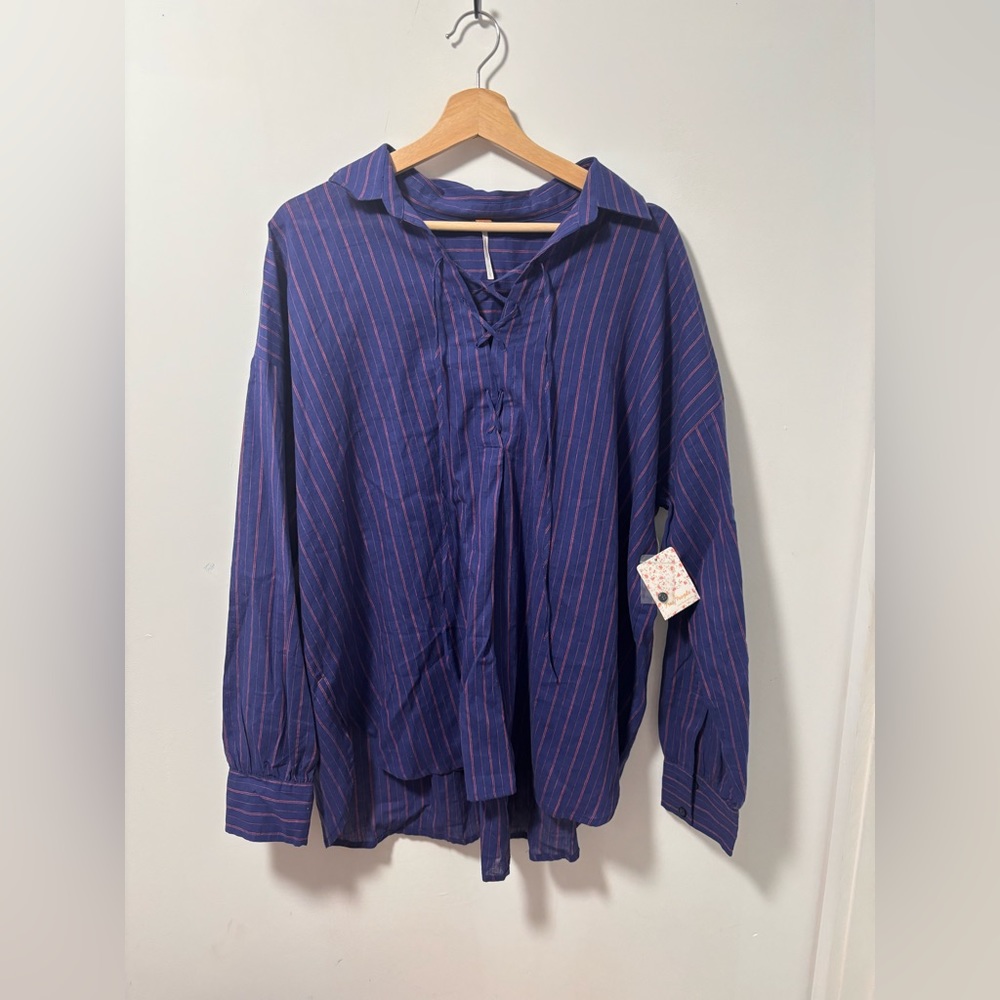Free People Under the Boardwalk Lace up Blouse NWT